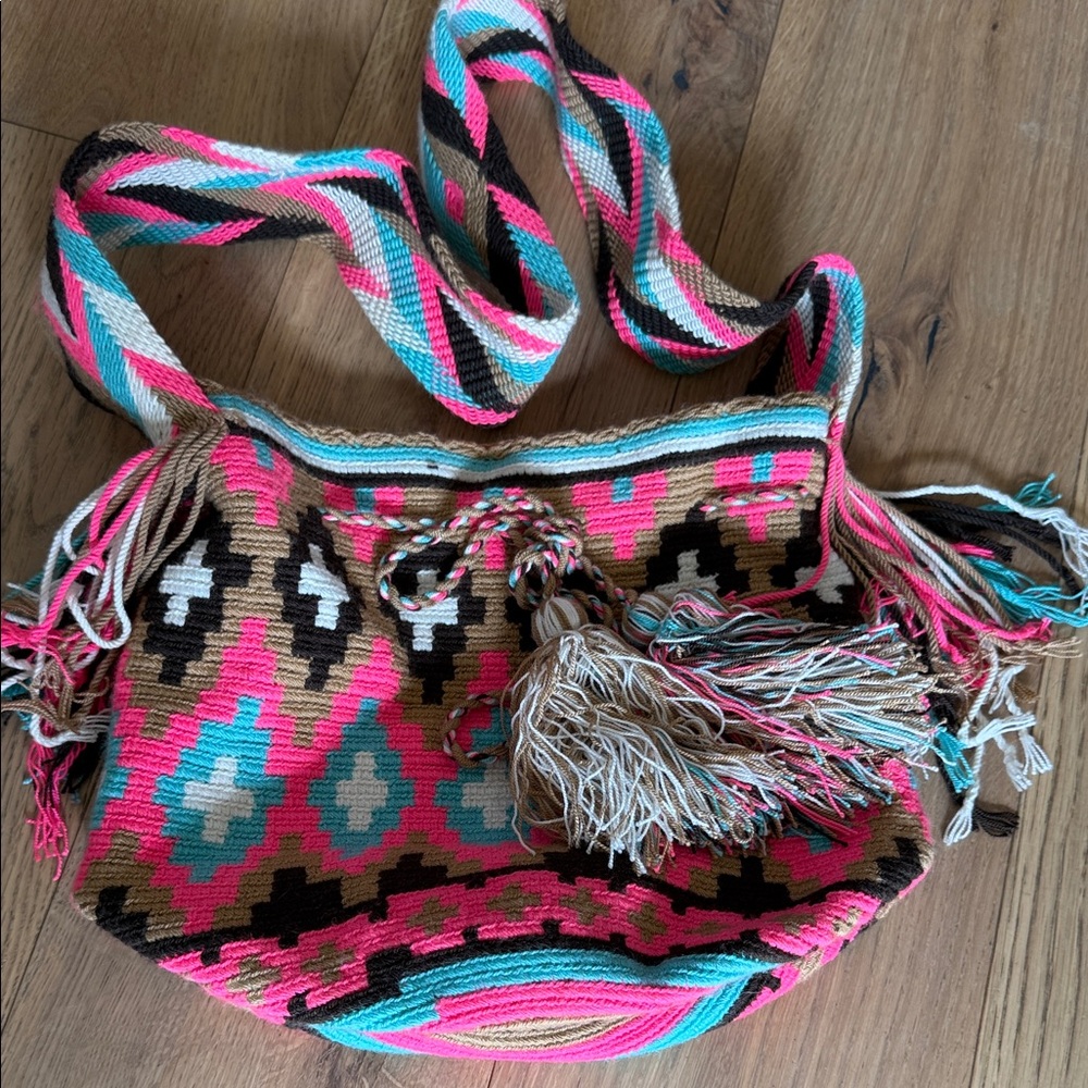 Wayuu Tribe Vibrant Pink and Blue Shoulder Bag